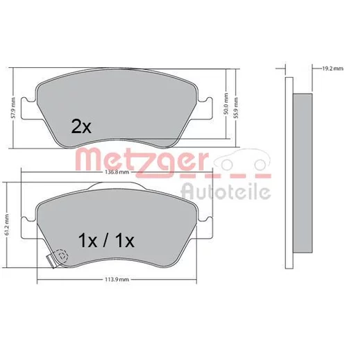 Sada brzdových platničiek kotúčovej brzdy METZGER 1170299