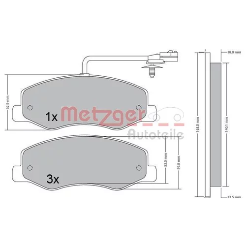 Sada brzdových platničiek kotúčovej brzdy METZGER 1170595