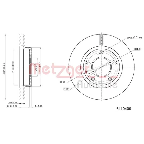 Brzdový kotúč METZGER 6110409