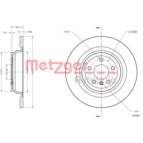Brzdový kotúč 6110763 /METZGER/ - obr. 1