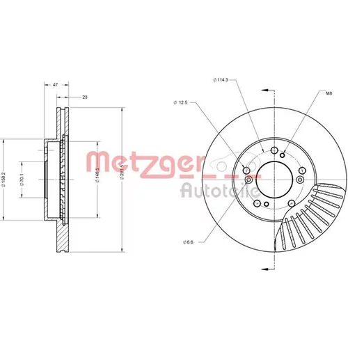 Brzdový kotúč METZGER 6110249