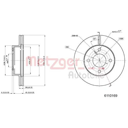 Brzdový kotúč 6110169 /METZGER/