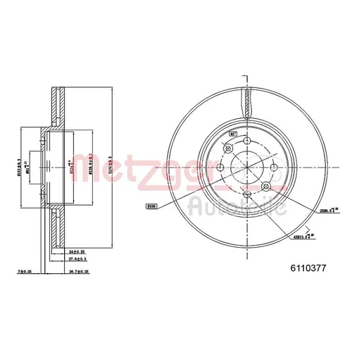Brzdový kotúč 6110377 /METZGER/