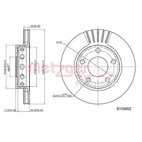Brzdový kotúč 6110402 /METZGER/