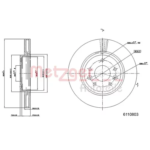 Brzdový kotúč 6110803 /METZGER/