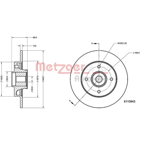 Brzdový kotúč METZGER 6110945