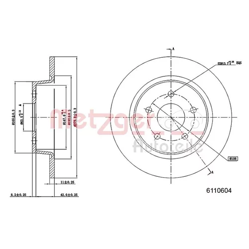 Brzdový kotúč 6110604 /METZGER/