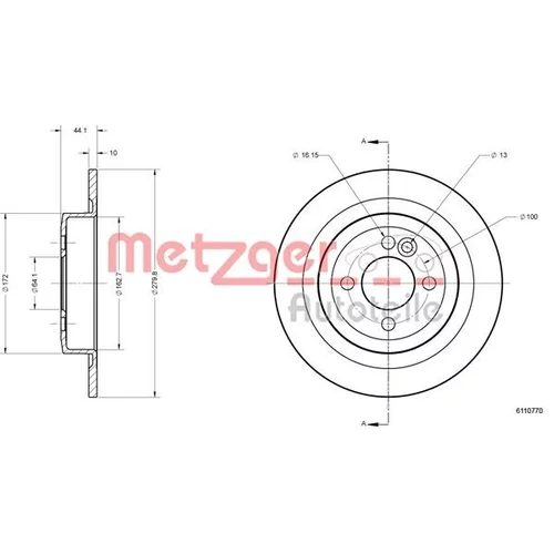 Brzdový kotúč 6110770 /METZGER/ - obr. 1