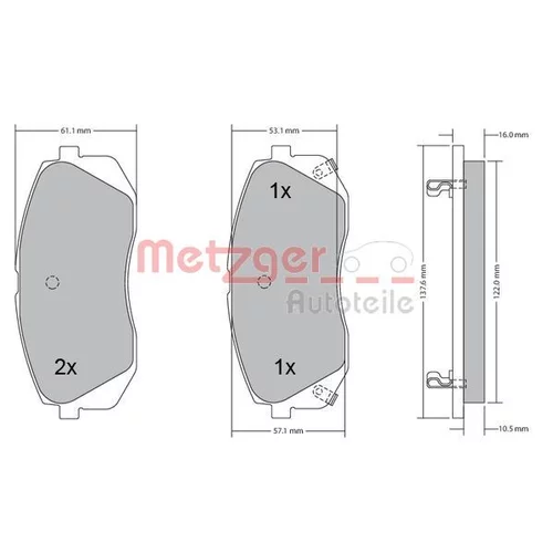 Sada brzdových platničiek kotúčovej brzdy METZGER 1170186