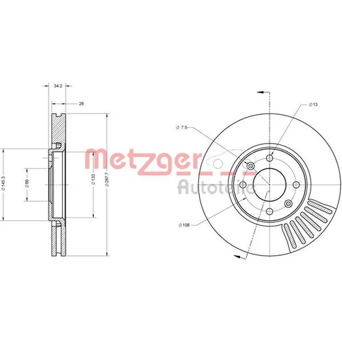 Brzdový kotúč METZGER 6110562