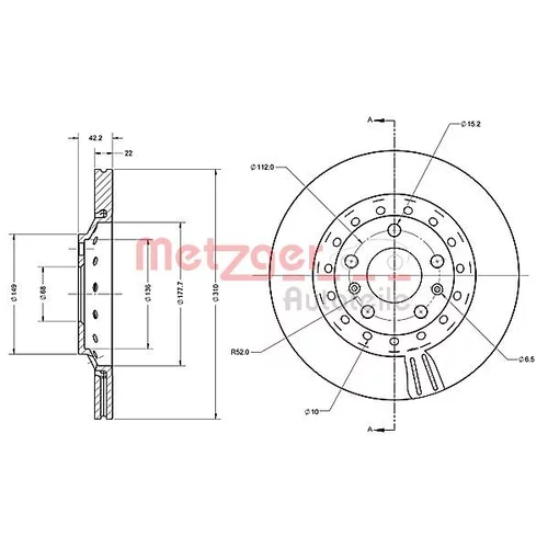 Brzdový kotúč METZGER 6110588