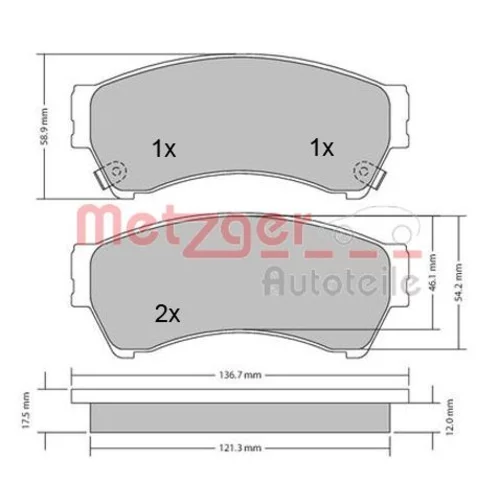 Sada brzdových platničiek kotúčovej brzdy METZGER 1170270