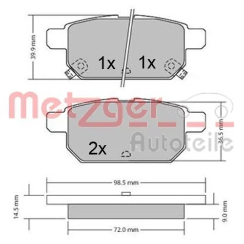 Sada brzdových platničiek kotúčovej brzdy METZGER 1170360