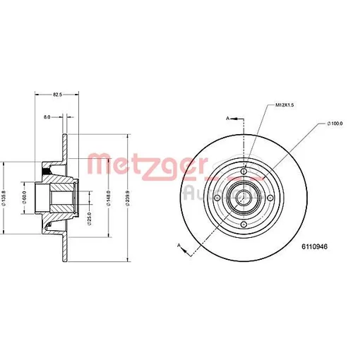 Brzdový kotúč METZGER 6110946