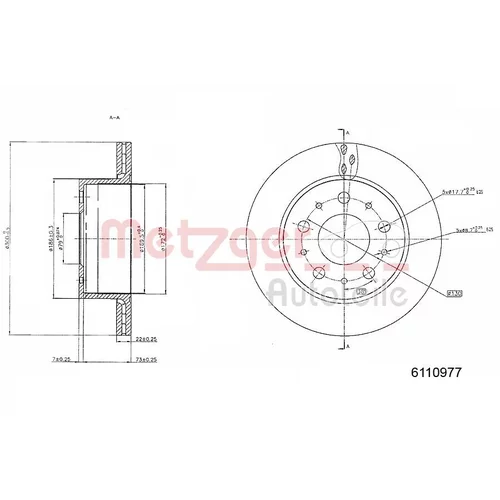 Brzdový kotúč 6110977 /METZGER/ - obr. 1
