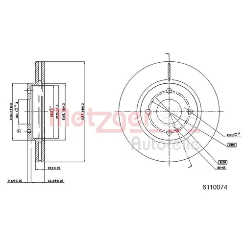 Brzdový kotúč 6110074 /METZGER/