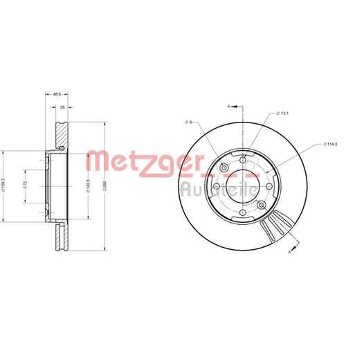 Brzdový kotúč METZGER 6110636