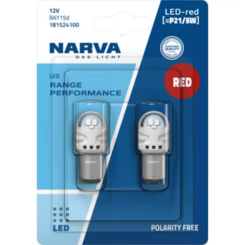 Žiarovka LED NARVA P21/5W 12V červená sada 2ks