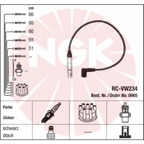 Sada zapaľovacích káblov 0965 /NGK/ - obr. 1