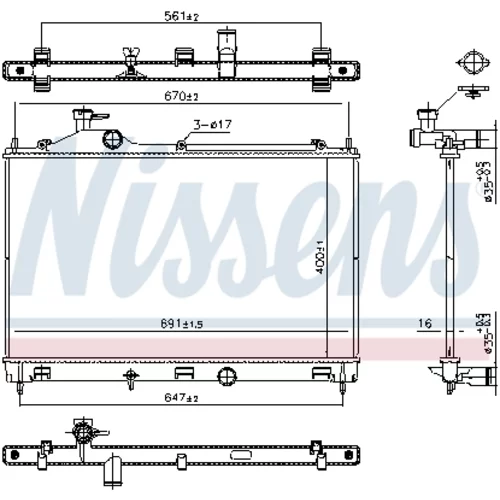 Chladič motora NISSENS 607027