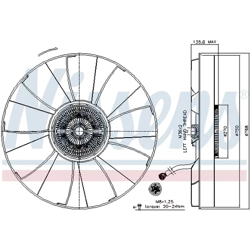 Spojka ventilátora chladenia NISSENS 86261