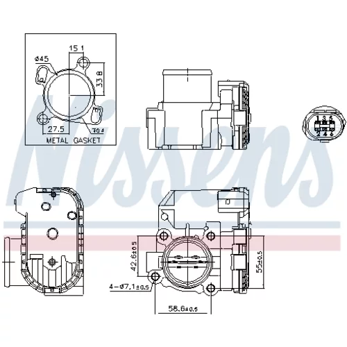 Hrdlo škrtiacej klapky 955191 /NISSENS/ - obr. 6