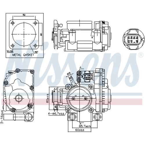 Hrdlo škrtiacej klapky 955080 /NISSENS/ - obr. 6