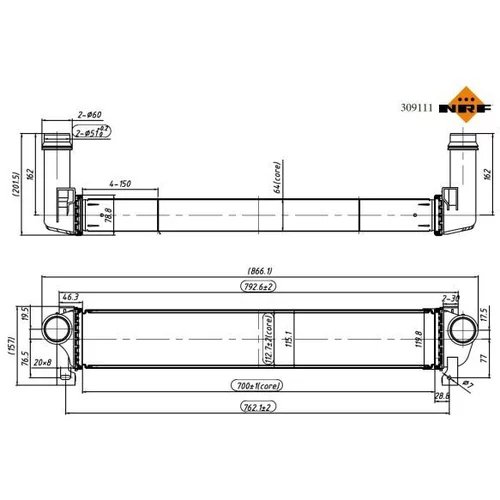 Chladič plniaceho vzduchu 309111 /NRF/ - obr. 4