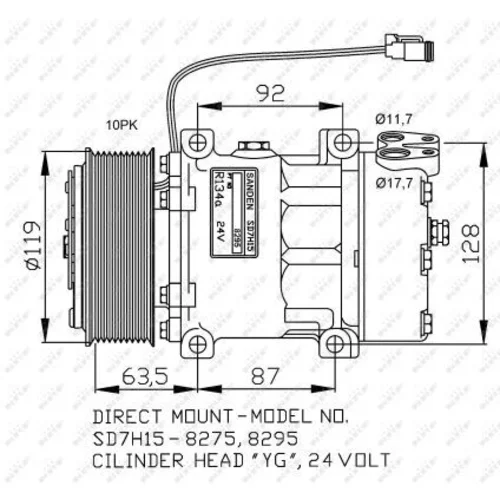 Kompresor klimatizácie 32705G /NRF/ - obr. 1