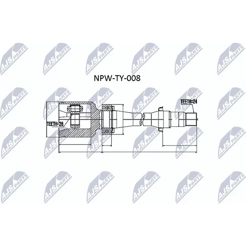 Sada kĺbov hnacieho hriadeľa NTY NPW-TY-008