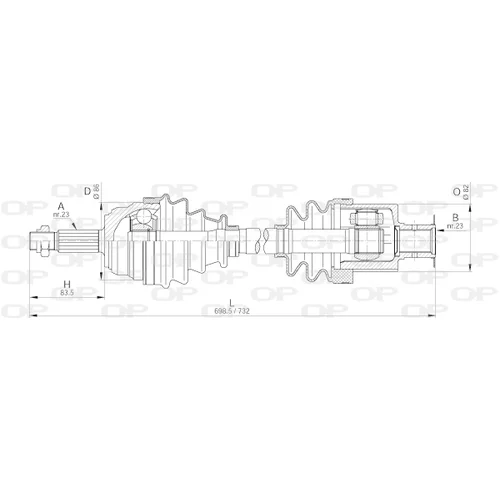 Hnací hriadeľ OPEN PARTS DRS6204.00