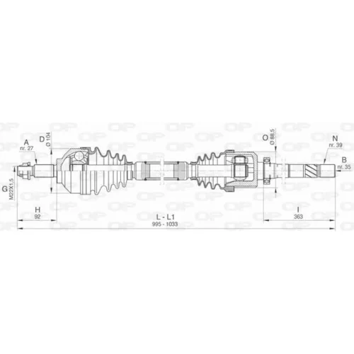 Hnací hriadeľ OPEN PARTS DRS6480.00
