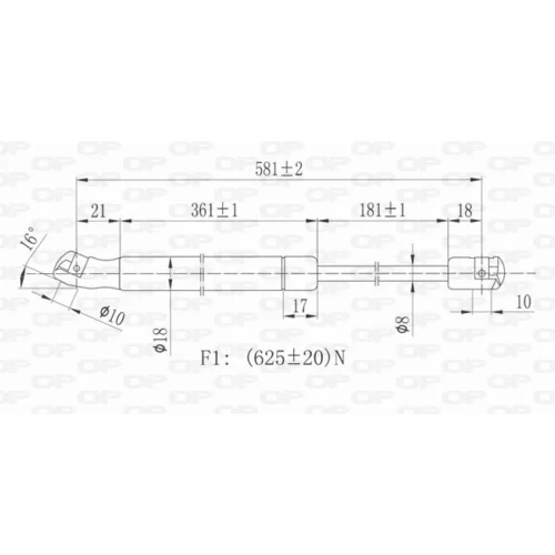 Pneumatická pružina, Batožinový/nákladný priestor GSR6147.00 (OPEN PARTS) - obr. 1