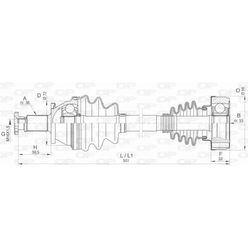 Hnací hriadeľ OPEN PARTS DRS6421.00