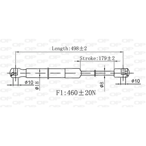 Pneumatická pružina, Batožinový/nákladný priestor GSR6579.00 (OPEN PARTS) - obr. 1