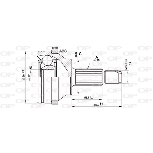 Sada kĺbov hnacieho hriadeľa OPEN PARTS CVJ5358.10
