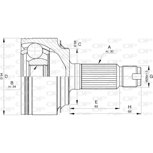 Sada kĺbov hnacieho hriadeľa CVJ5758.10 (OPEN PARTS)