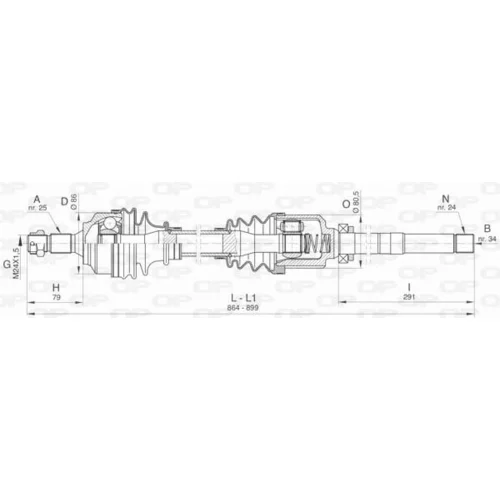 Hnací hriadeľ OPEN PARTS DRS6434.00