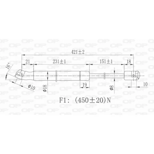 Pneumatická pružina, Batožinový/nákladný priestor GSR6065.00 (OPEN PARTS) - obr. 1