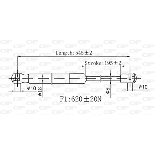 Pneumatická pružina, Batožinový/nákladný priestor GSR6538.00 (OPEN PARTS) - obr. 1