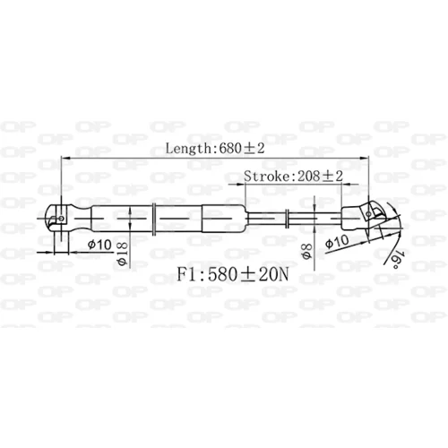 Pneumatická pružina, Batožinový/nákladný priestor GSR6580.00 (OPEN PARTS) - obr. 1