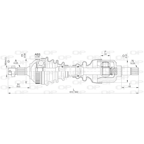 Hnací hriadeľ OPEN PARTS DRS6280.00