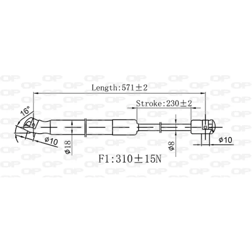 Pneumatická pružina, Batožinový/nákladný priestor GSR6541.00 (OPEN PARTS) - obr. 1