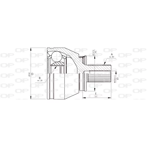 Sada kĺbov hnacieho hriadeľa CVJ5713.10 (OPEN PARTS)