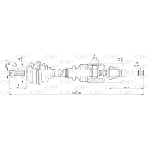 Hnací hriadeľ OPEN PARTS DRS6311.00