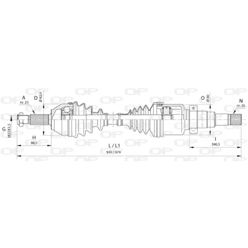 Hnací hriadeľ OPEN PARTS DRS6373.00