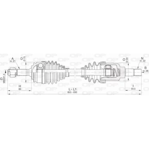 Hnací hriadeľ OPEN PARTS DRS6462.00
