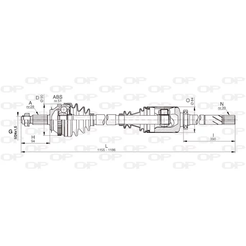 Hnací hriadeľ OPEN PARTS DRS6332.00