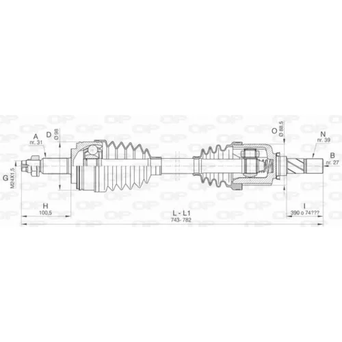 Hnací hriadeľ DRS6429.00 (OPEN PARTS)