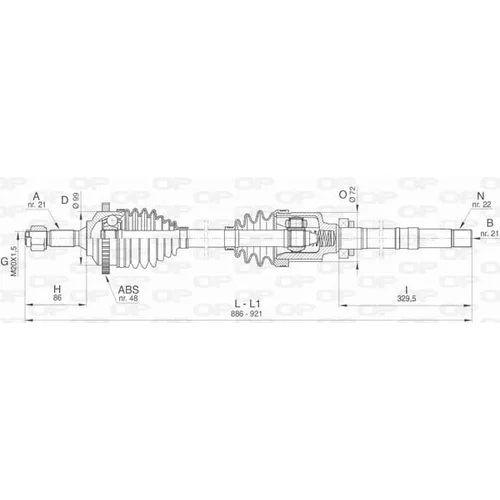 Hnací hriadeľ OPEN PARTS DRS6463.00